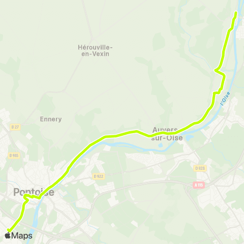 Île-de-France Mobilités Mairie / Gare <> Gare de Cergy Préf. / Quai l map