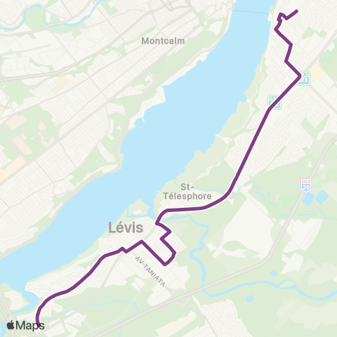 STLévis Québec - Presqu'Île - St-Romuald / UQAR - Lévis Ctre map
