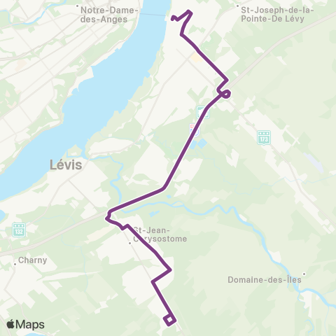 STLévis St-Jean-Chrysostome / UQAR - Lévis Ctre map