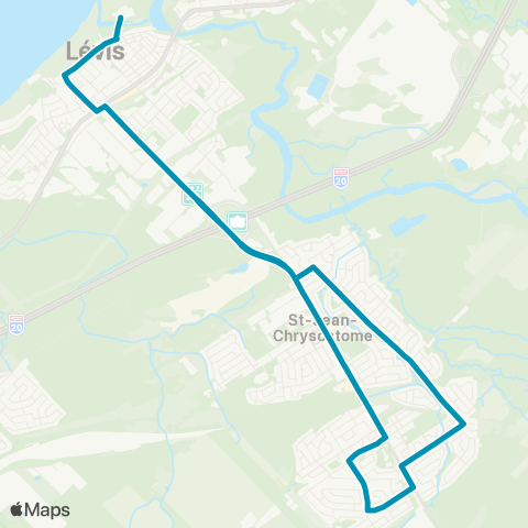 STLévis St-Jean-Chrysostome via Taniata / Station Taniata map