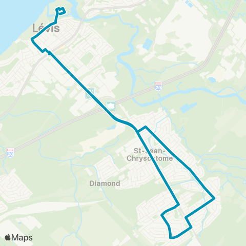 STLévis St-Jean-Chrysostome via Vanier / Station Taniata map