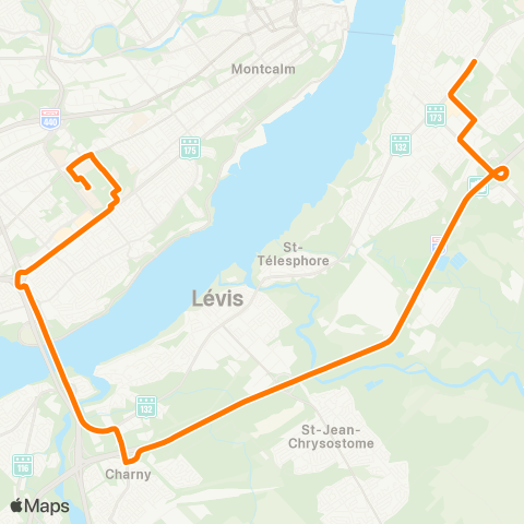 STLévis Lévis centre - Sainte-Foy centre map