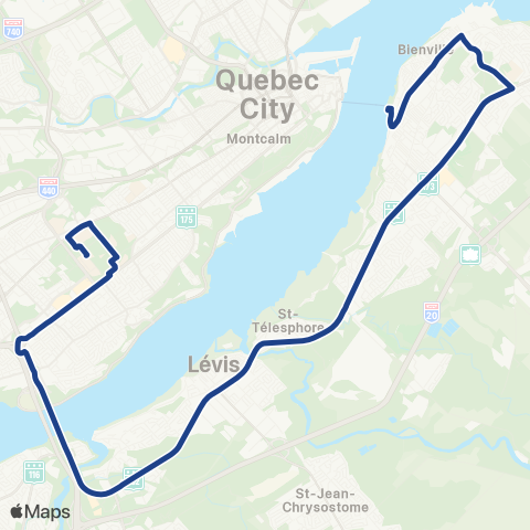 STLévis Lévis - Université Laval map