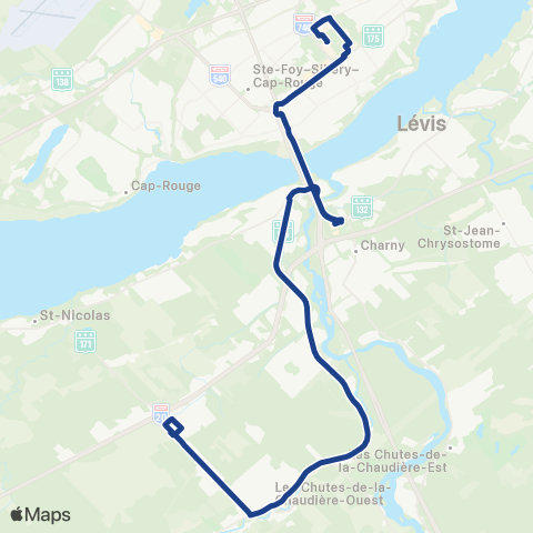 STLévis Saint-Étienne - Université Laval map