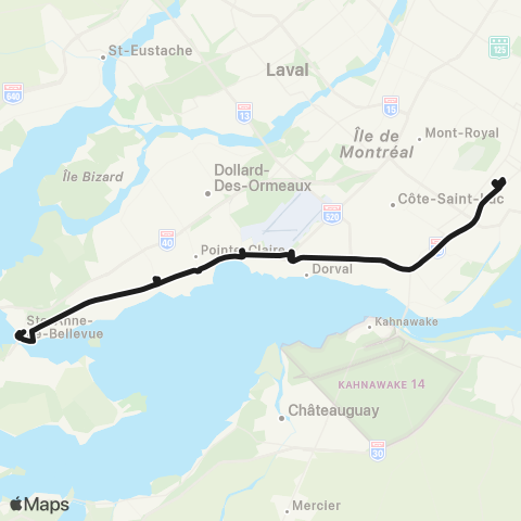 STM Sainte-Anne-de-Bellevue / Centre-Ville map