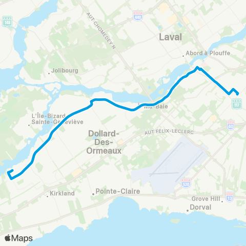 STM Express Pierrefonds / Gouin map