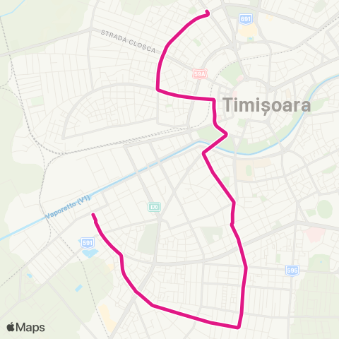 Transport Public Timișoara Bulevardul Dâmbovița - Calea Torontalului (Ciocanul) map