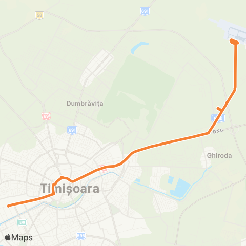 Transport Public Timișoara Barițiu - Aeroport map