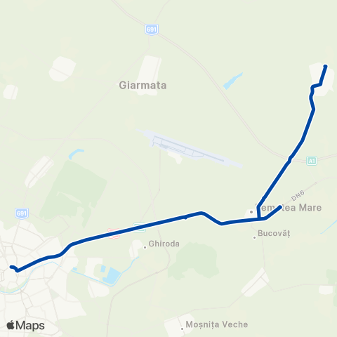 Transport Public Timișoara Timișoara - Remetea Mare / Ianova map