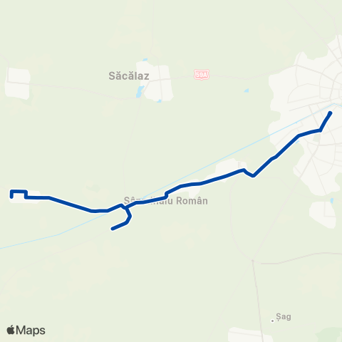 Transport Public Timișoara Timișoara - Sânmihaiu Român / Sânmihaiul German map