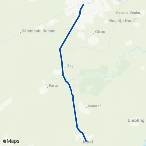 Transport Public Timișoara Timișoara - Jebel map