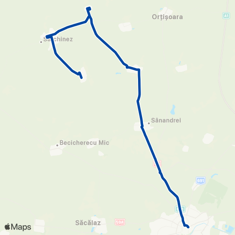 Transport Public Timișoara Timișoara - Satchinez / Hodoni map