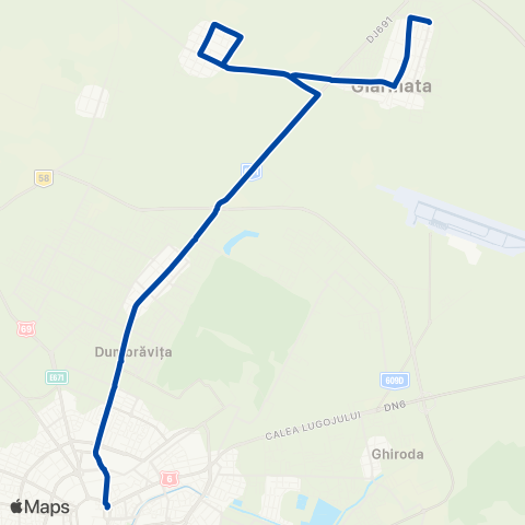 Transport Public Timișoara Timișoara - Giarmata map