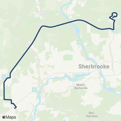 STS Stationnement Gaspé ↔︎ CHUS-Fleurimont map