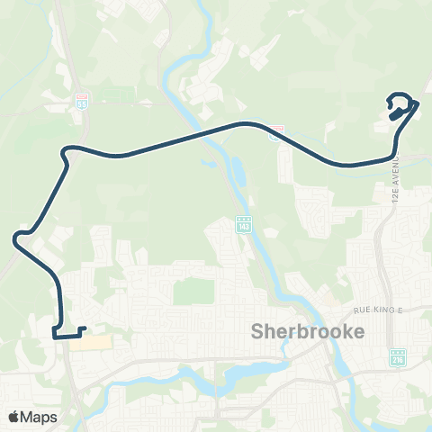 STS Northrop-Frye ↔︎ CHUS - Fleurimont map