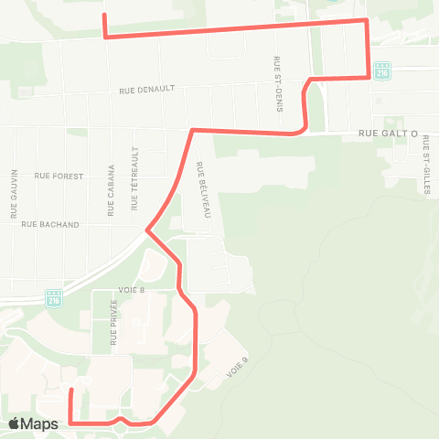 STS Uni de Sherbrooke ↔︎ STS (Roy / Cabana) map
