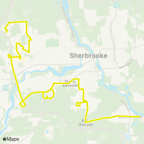 STS Université Bishop's ↔︎ Plateau St-Joseph map