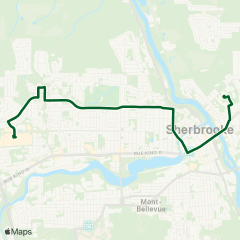STS Carrefour de l'Estrie ↔︎ Station du Cégep map