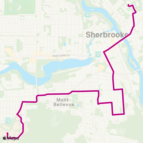 STS Uni de Sherbrooke ↔︎ Station du Cégep map