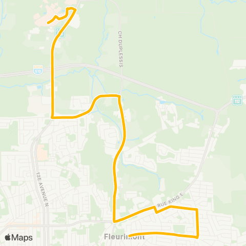 STS Pl. Fleurimont / Galvin ↔︎ CHUS - Fleurimont map