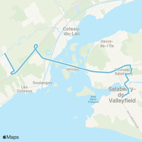 Société de transport de Salaberry-de-Valleyfield (STSV) Les Coteaux map