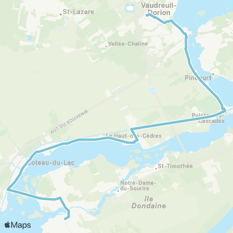 Taxibus Salaberry-de-Valleyfield Ligne 338 map