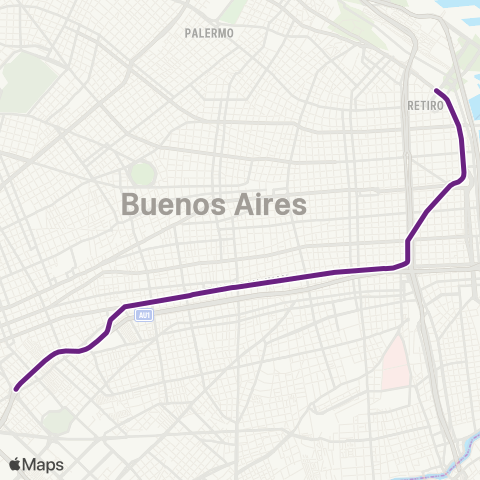 Metrovías Retiro - Plaza de los Virreyes map