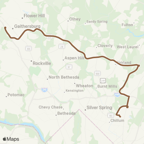 Shuttle-UM Gaithersburg Park & Ride map