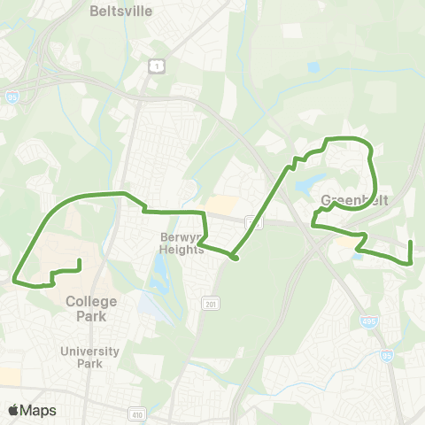 Shuttle-UM Greenbelt map