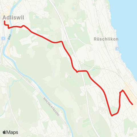 SZU - Sihltal Zürich Uetliberg Bahn Thalwil, Zentrum - Adliswil, Bahnhof map