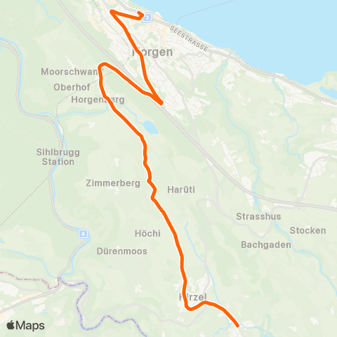 SZU - Sihltal Zürich Uetliberg Bahn Hirzel, Spitzen - Horgen, Bahnhof map