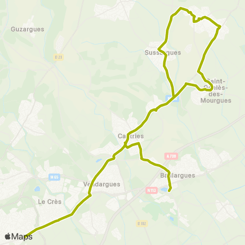 TaM ND Sablassou - Baillargues via Sussargues / StGeniès map