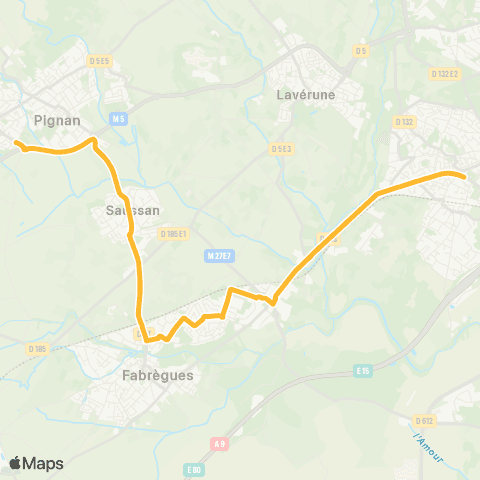 TaM St-Jean-le-Sec - Saussan - Pignan map