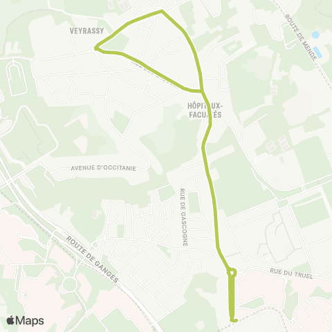 TaM Université Montpellier Triolet map