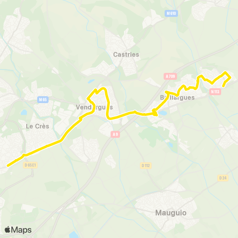 TaM Notre-Dame de Sablassou - Vendargues - Gare de Baillargues - St-Brès Versant map
