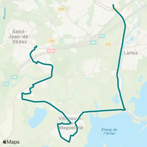 TaM Montpellier Garcia Lorca - Villeneuve-lès-Maguelone - St-Jean le Sec map