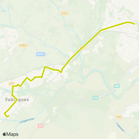 TaM St-Jean de Védas Ctre - Fabrègues Lou Paillas map