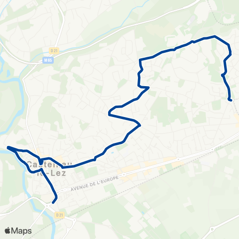 TaM Castelnau-le-Lez : CDG - Aube Rouge / Les Aires map