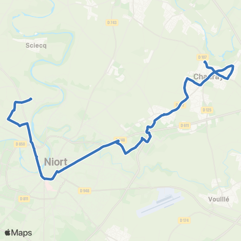 Tanlib Chauray Château Driguet - Niort Chaintre brûlée map