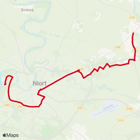Tanlib Chauray Trévins / Parpin - Niort Pôle Univ. map