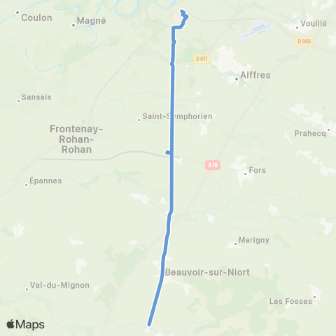 Tanlib Niort Brèche - Plaine d'Argenson Prissé - la-Charrière Église map