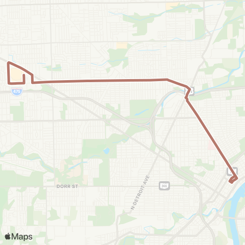 TARTA Franklin Pk Mall via Cherry / Sylvania Ave map