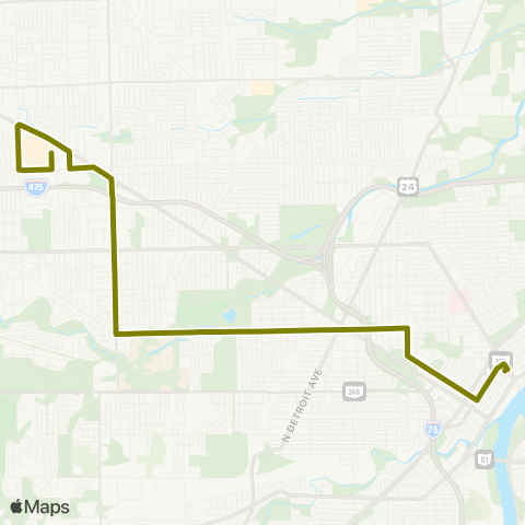 TARTA Franklin Park Mall via Bancroft map