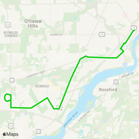 TARTA Southwyck via Western / Detroit / Heatherdowns map