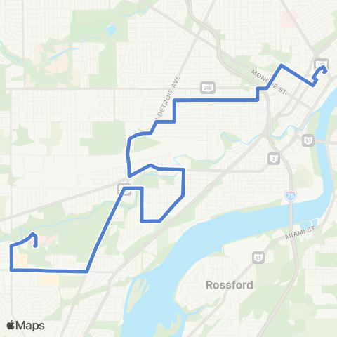 TARTA UTMC via Indiana / Detroit / Glendale map