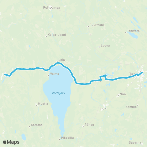 HANSABUSS AS Tartu - Ulila - Puhja - Ristimäe - Leie - Viljandi map