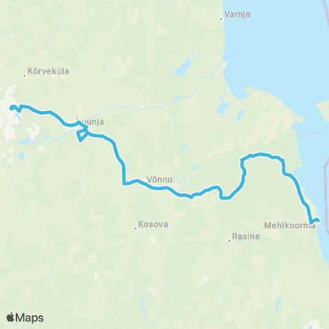 HANSABUSS AS Tartu - Võnnu - Lääniste - (Mehikoorma) map