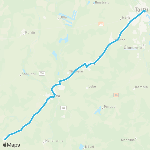 HANSABUSS AS Rõngu - Elva - Arbimäe - Nõo - Tartu map