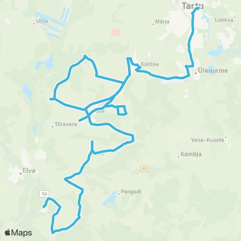 HANSABUSS AS Tartu - Tõrvandi - Nõo - Tooma - Nõgiaru - Luke - Illi Suvilad map