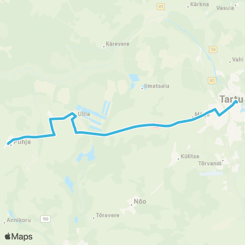 HANSABUSS AS Puhja Kool - Puhja - Ulila - Tartu map